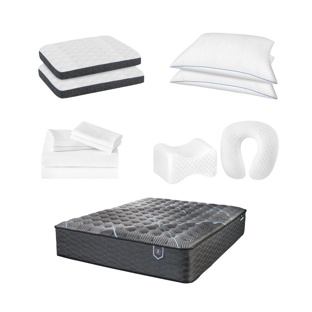 Restonic ComfortCare Hybrid Firm Mattress & 12-Piece Premium Comfort Bedding Pack - Queen Size