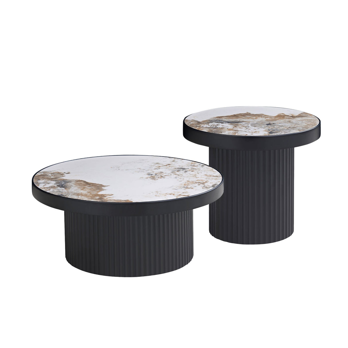 Set of 2 Coffee Tables with Sintered Stone Tabletops