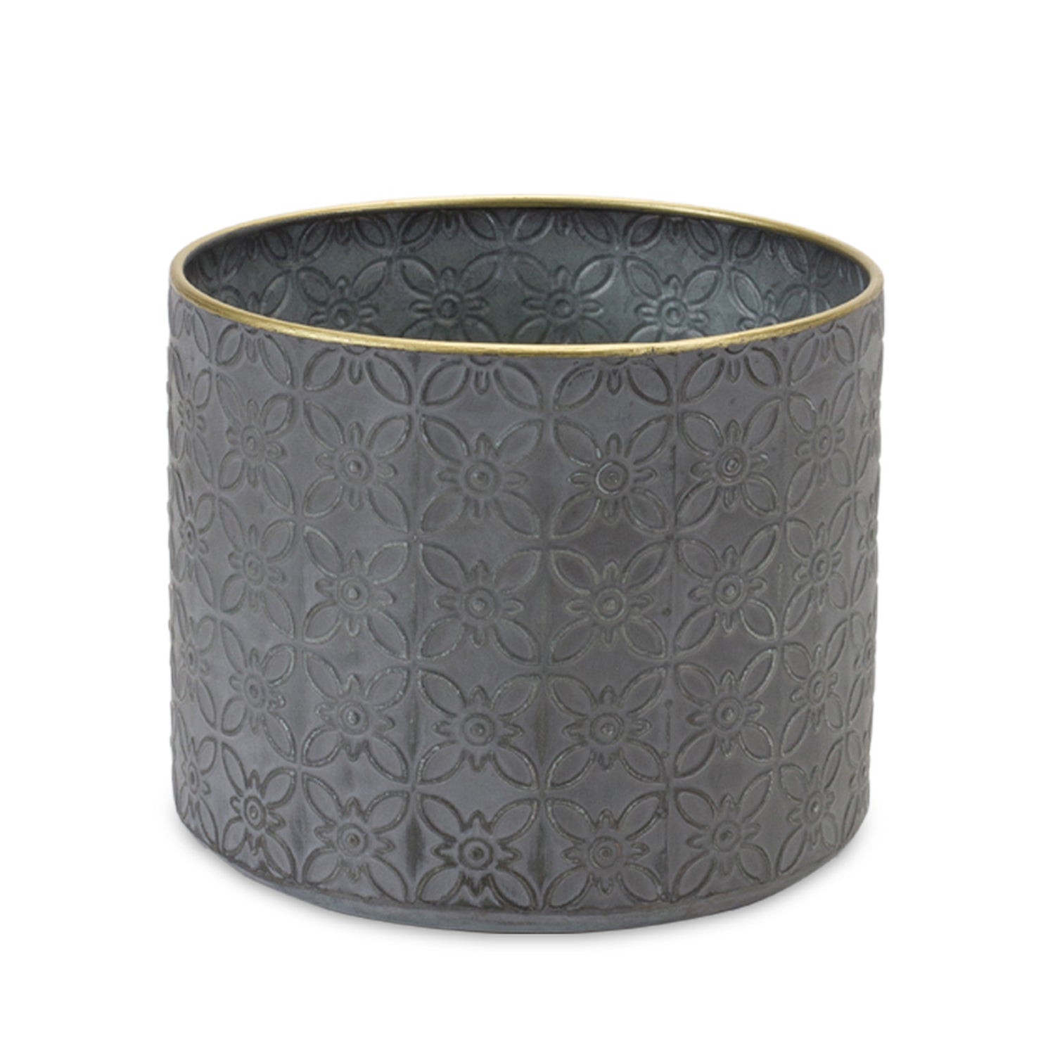 Ornate Geometric Metal Planter (Set of 4)