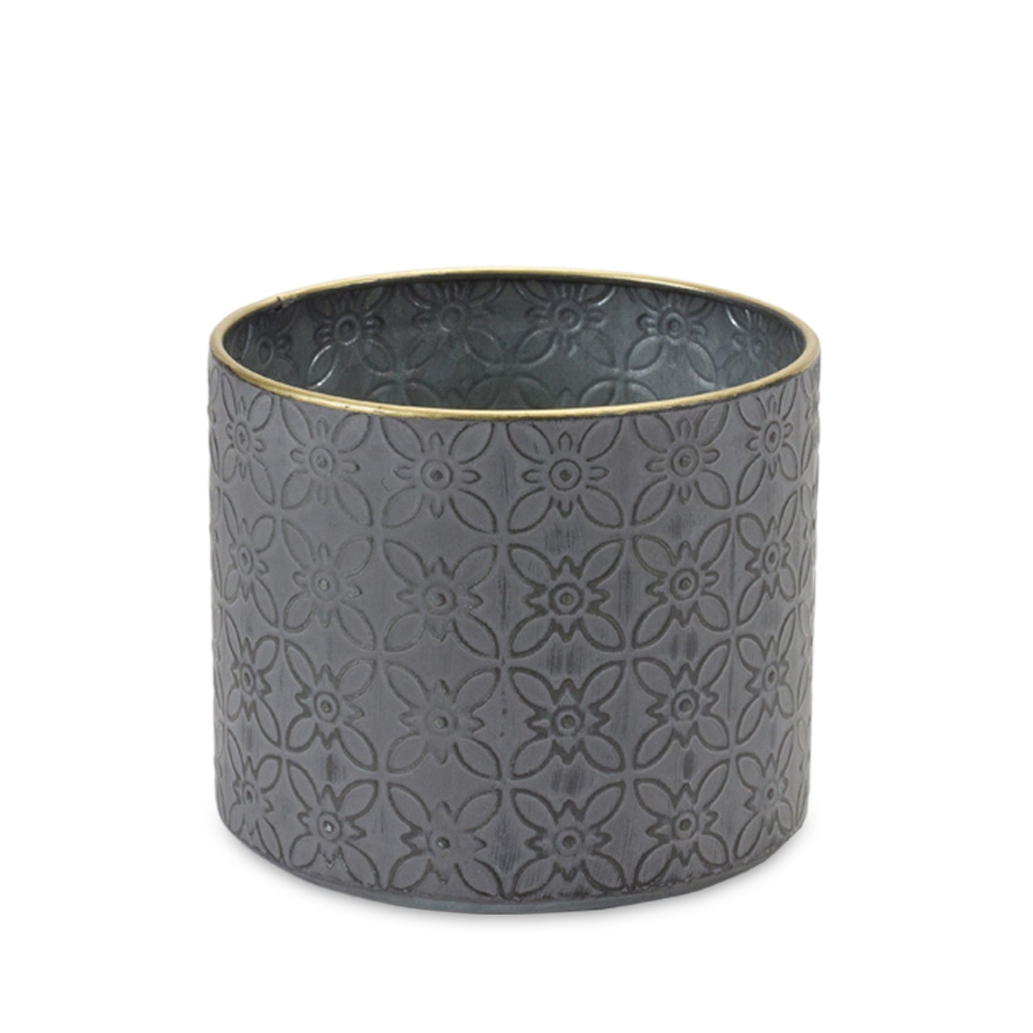 Ornate Geometric Metal Planter (Set of 4)