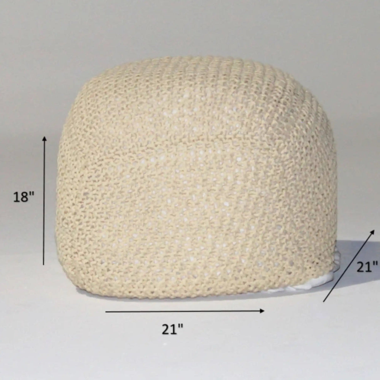 Semi Rounded Pouf Cable Knitted Perfect Seating
