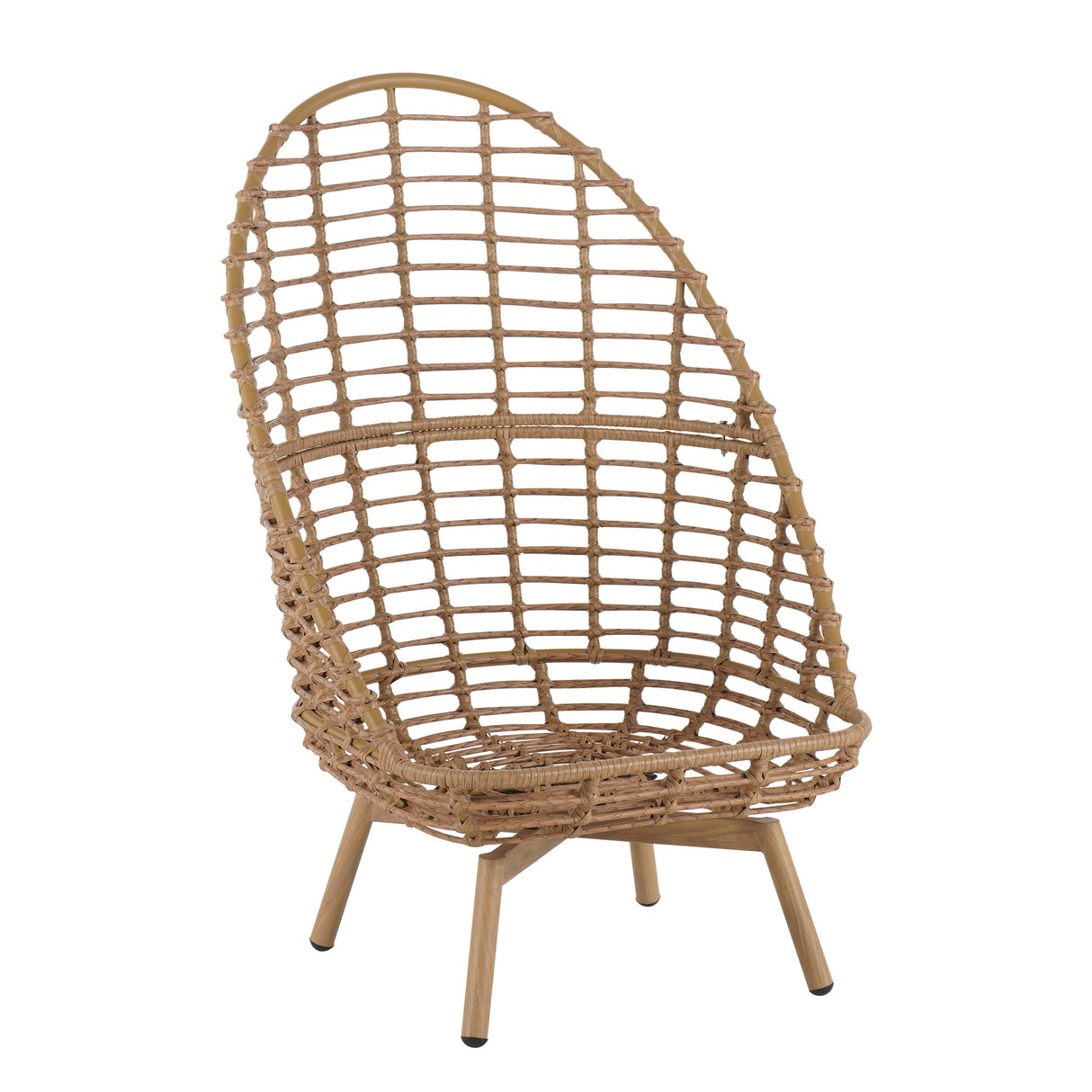 Ellis Outdoor Wicker High-Back Swivel Lounge Chair