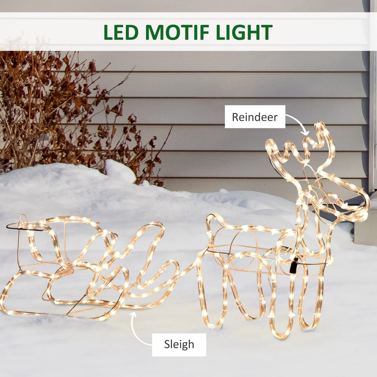Outsunny 35' LED Reindeer Sleigh Outdoor Christmas Standing Figure Decoration