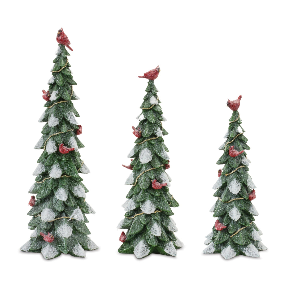 Frosted-Cardinal-Pine-Tree-(Set-of-3)-Christmas-Decor