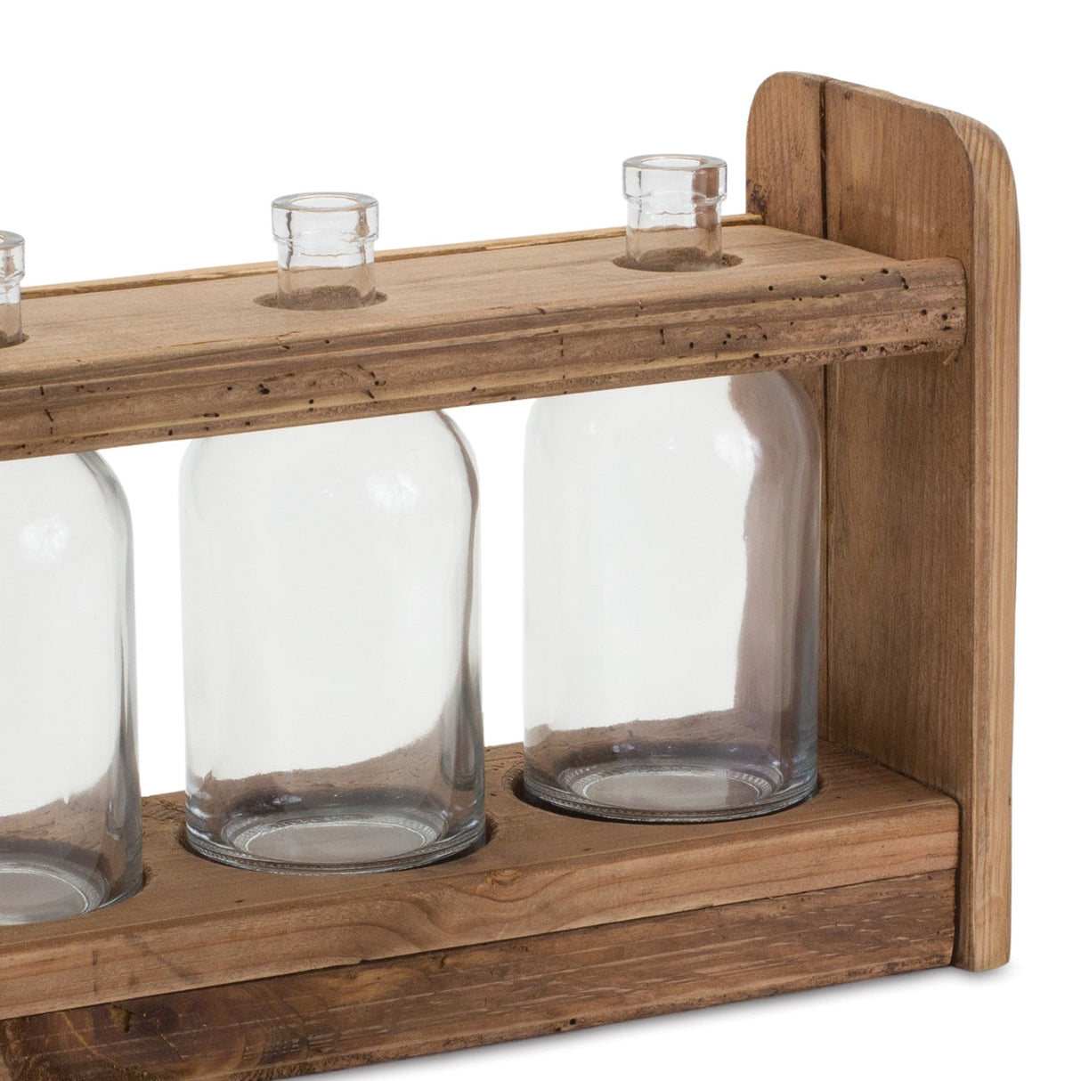 Bottle Vases in Wood Stand 15"L