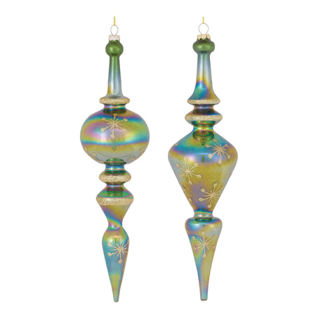 Green-Irredescent-Glass-Finial-Drop-Ornament-(Set-of-6)-Christmas-Ornaments
