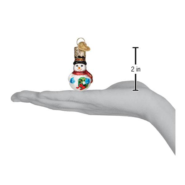 Mini Snowman Ornament Hand-Painted & Glittered