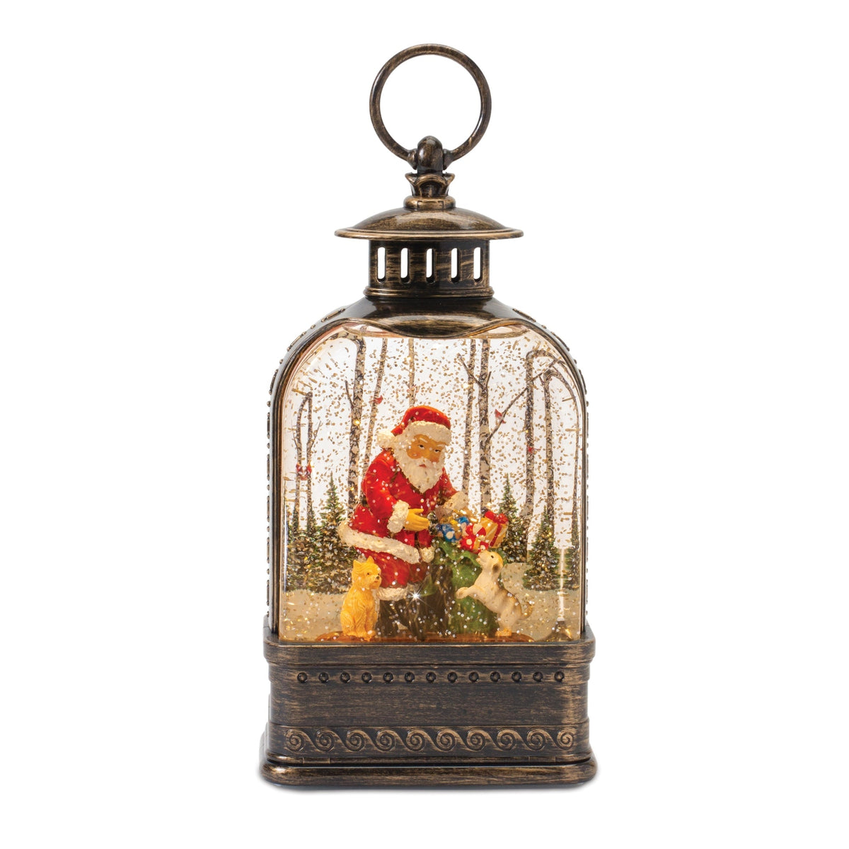 LED Snow Globe Lantern with Santa and Dog 11.25"H - Tuesday Morning