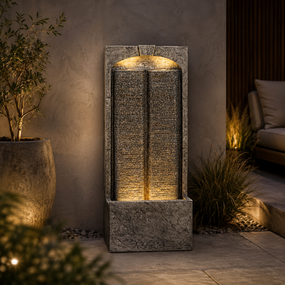 Cascading LED Outdoor Water Fountain - 39" H