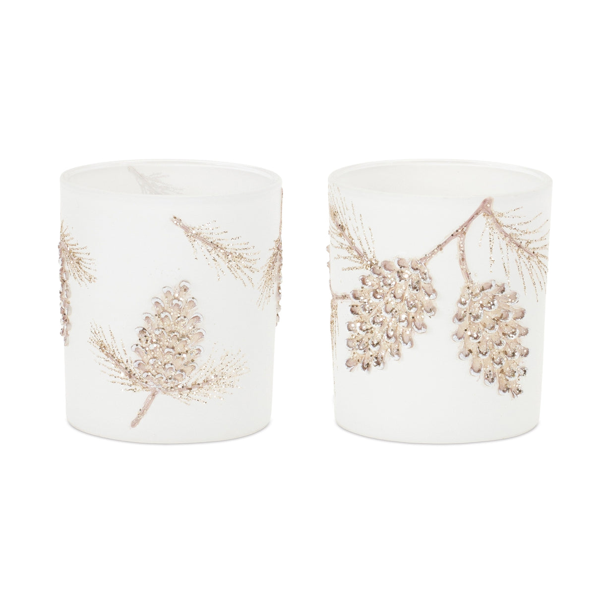 Glittered-Pine-Cone-Candle-Holder-(Set-of-6)-Candle-Holders