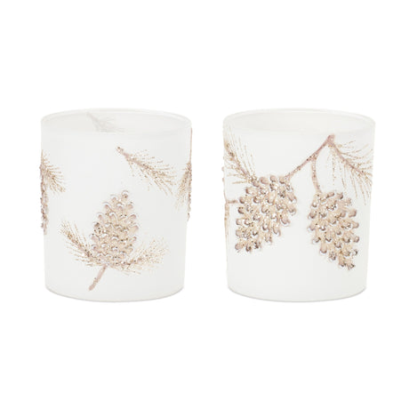 Glittered-Pine-Cone-Candle-Holder-(Set-of-6)-Candle-Holders