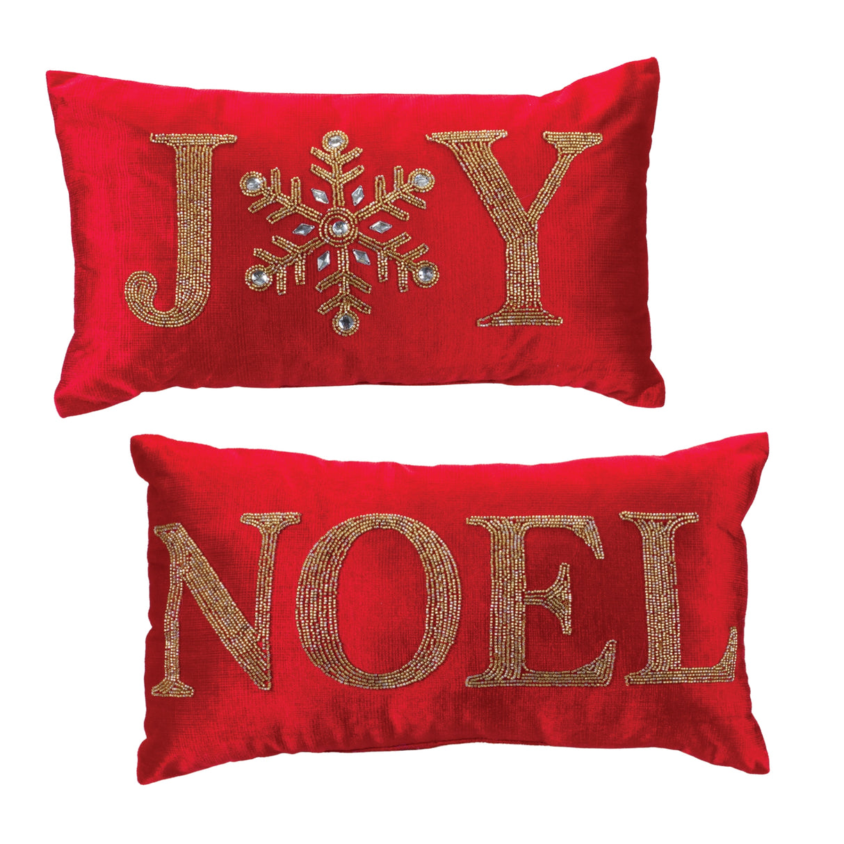Beaded-Joy-and-Noel-Holiday-Pillow-(Set-of-2)-Christmas-Decor