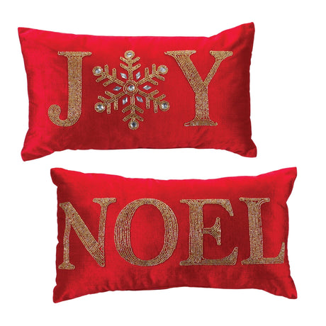 Beaded-Joy-and-Noel-Holiday-Pillow-(Set-of-2)-Christmas-Decor