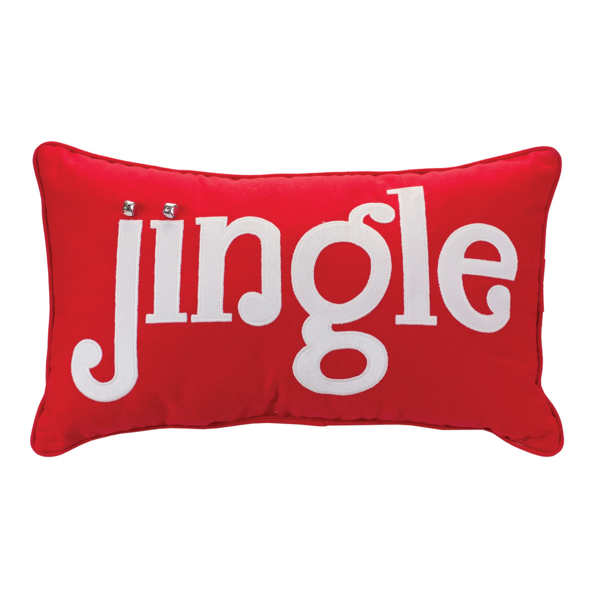 Embroidered Jingle Holiday Pillow 19.5"L