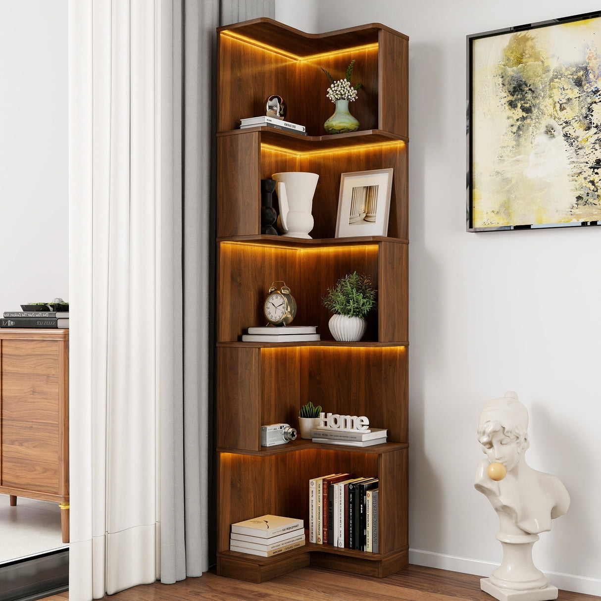 Corner Book Shelf - 5 Tier Corner Bookshelf