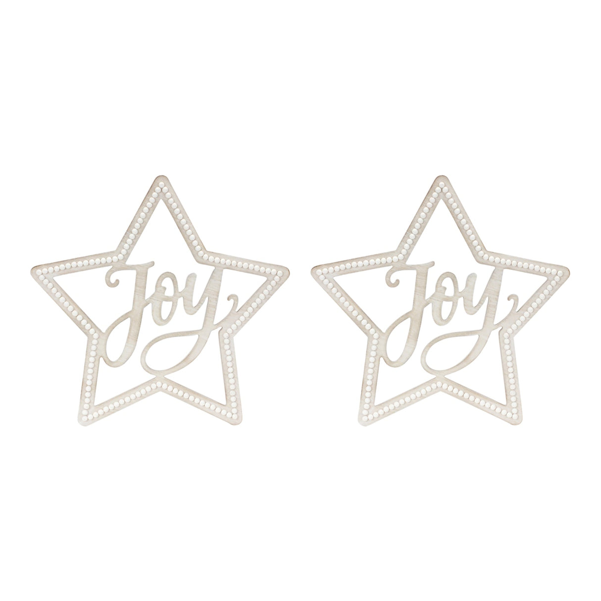 Beaded Wood Star with Joy Sentiment (Set of 2)