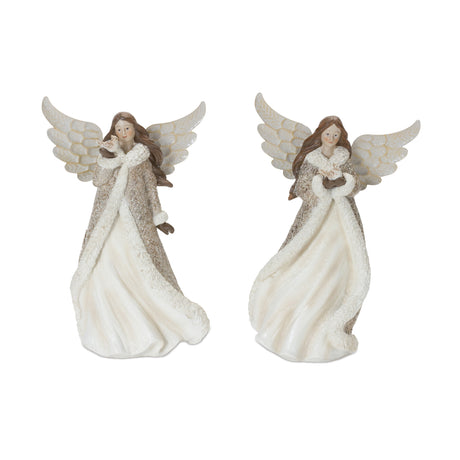 Winter-Angel-Figurine-with-Bird-Accent-(Set-of-2)-Christmas-Decor