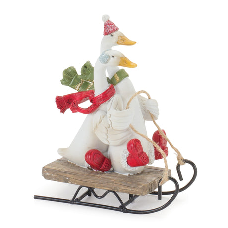 Sledding-Holiday-Goose-Figurine-(Set-of-4)-Christmas-Decor