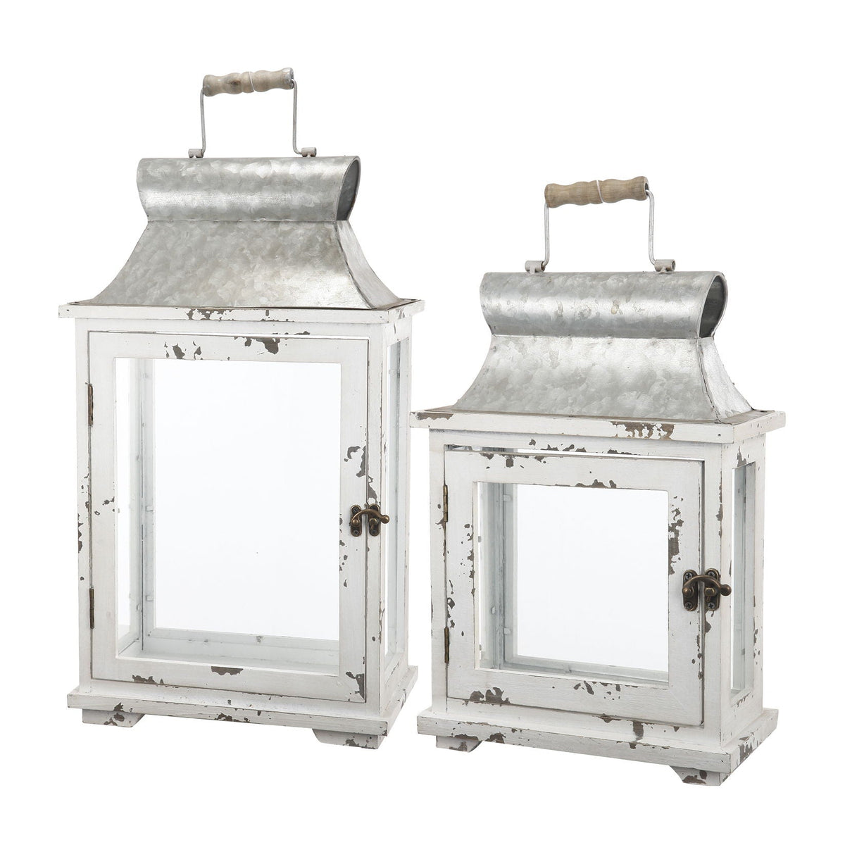 Wooden Candle Lantern Decorative, Hurricane Lantern Holder Decor For Indoor Outdoor, Home Garden Wedding - White