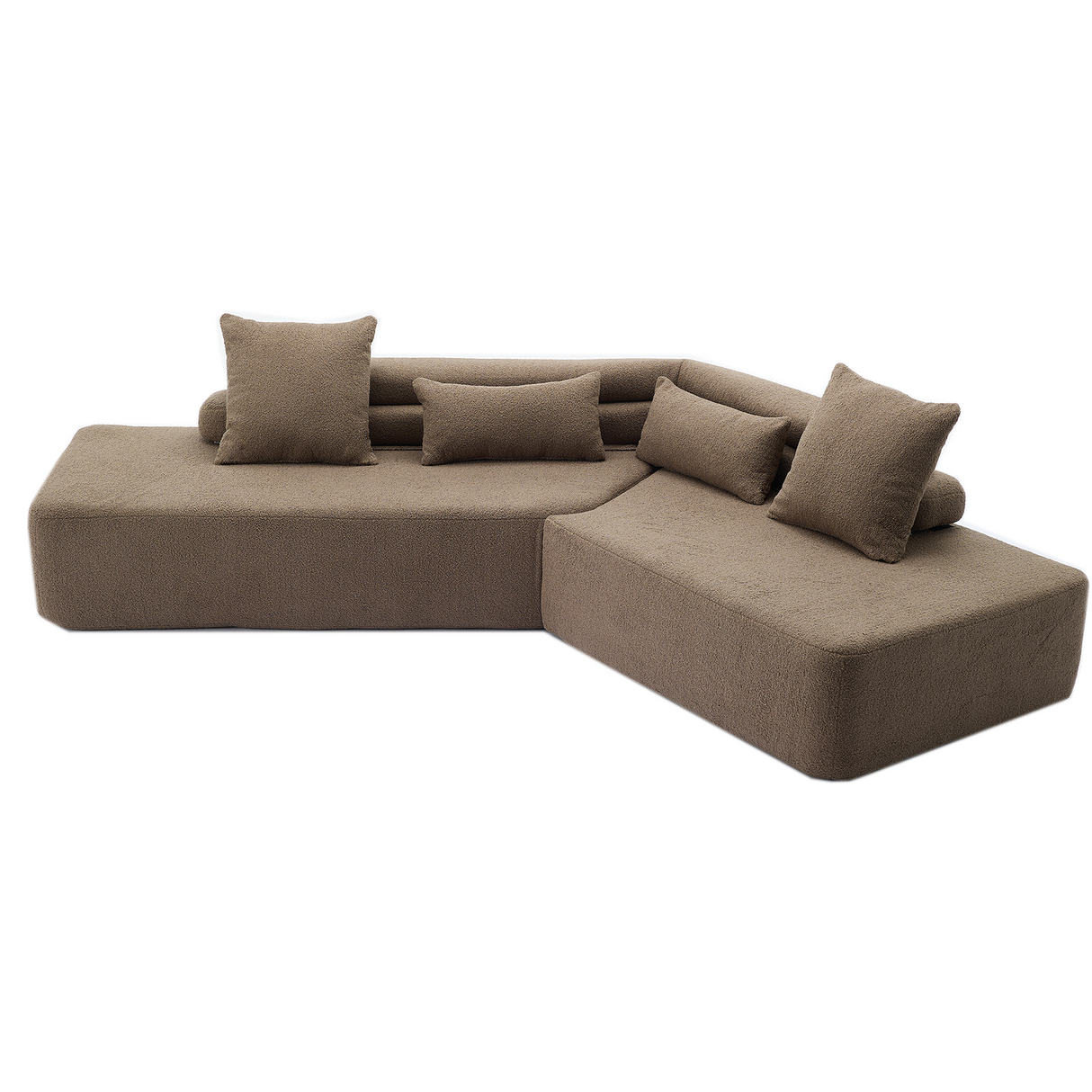 Minimalist Cloud Sectional Couch 4-Seater Brown