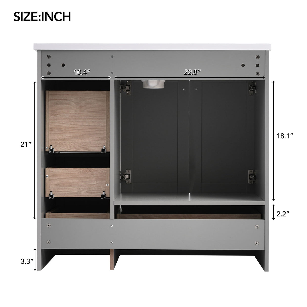 Shaker Free Standing Bathroom Vanity Cabinet With Sink, Soft Close Drawers, Soft Close Doors