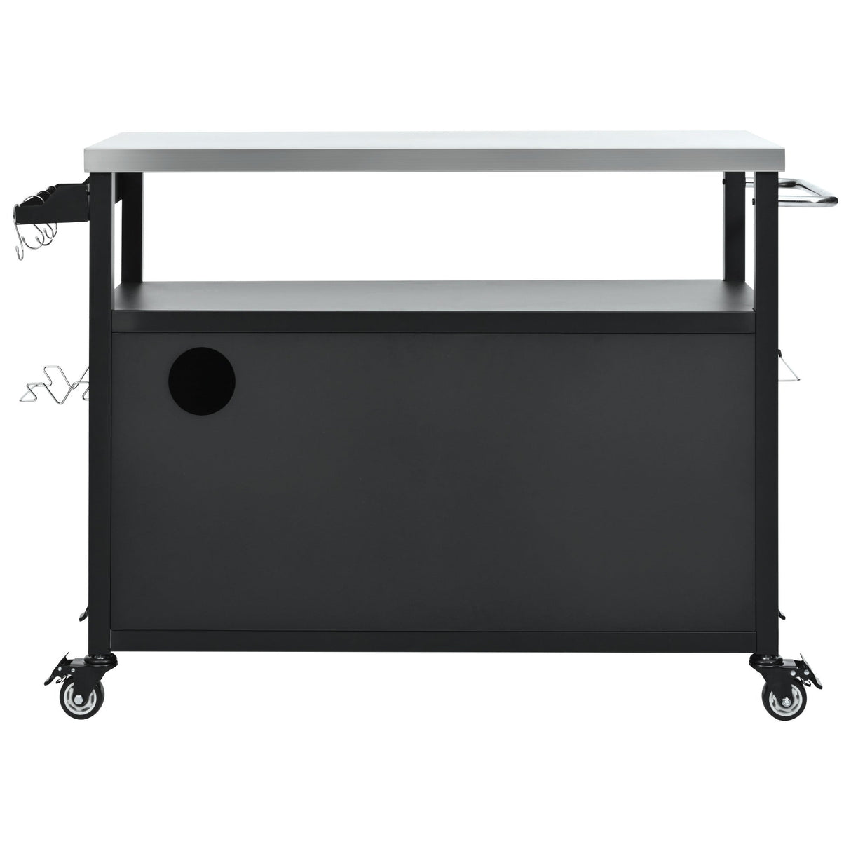 K&K 54.5" Outdoor Kitchen Island with Stainless Steel Tabletop