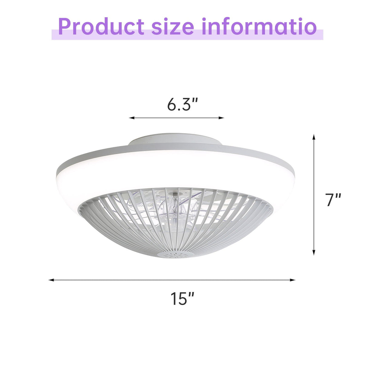 RGB Dimmable LED Enclosed Ceiling Fan with Remote Control - White