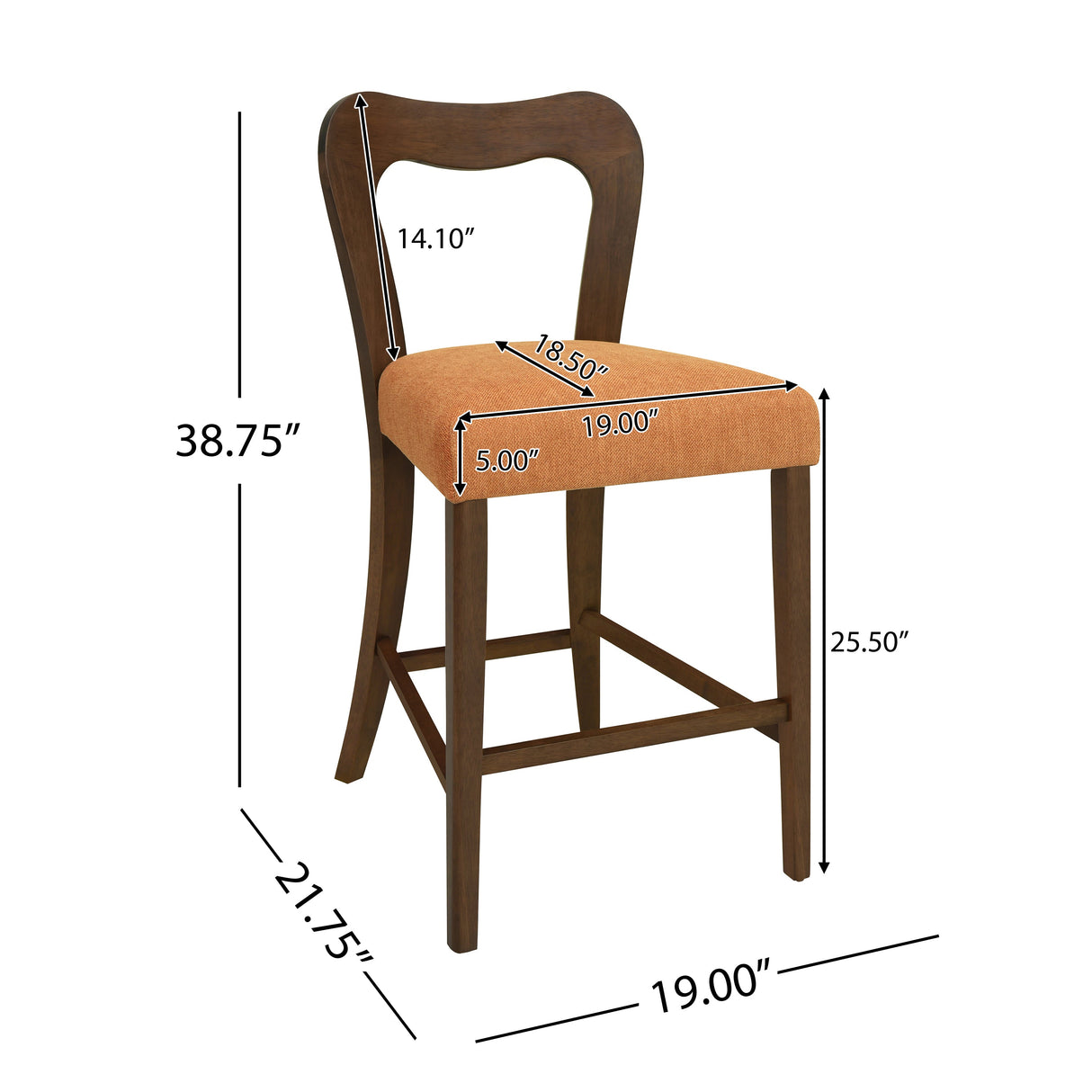 Counter Stool Without Arm (Walnut + Caramel) Set of 2
