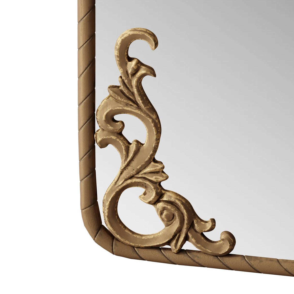 Retro Arched Full Body Mirror with Vintage Carved Applique