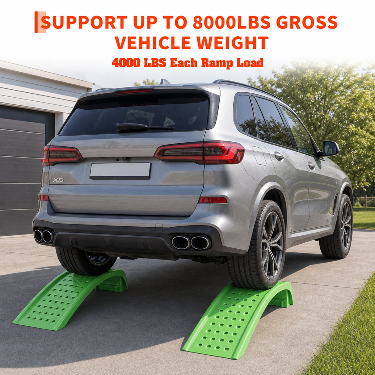 Heavy Duty Solid Steel Car Ramps, 8000 LBS Capacity