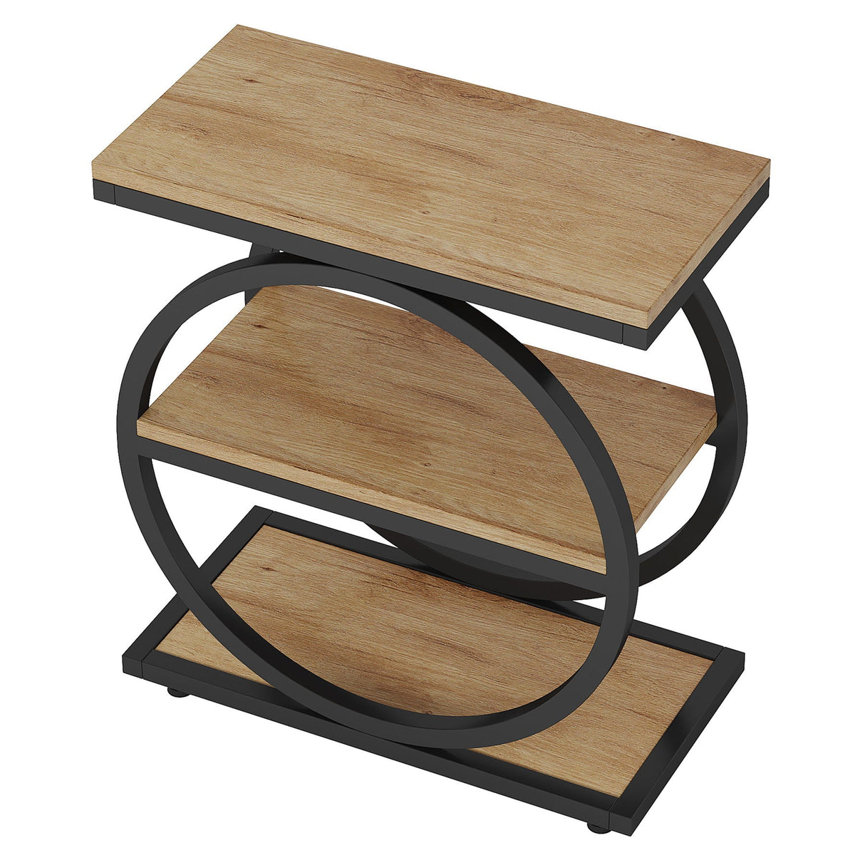 Industrial Narrow End Table With 3 Shelves