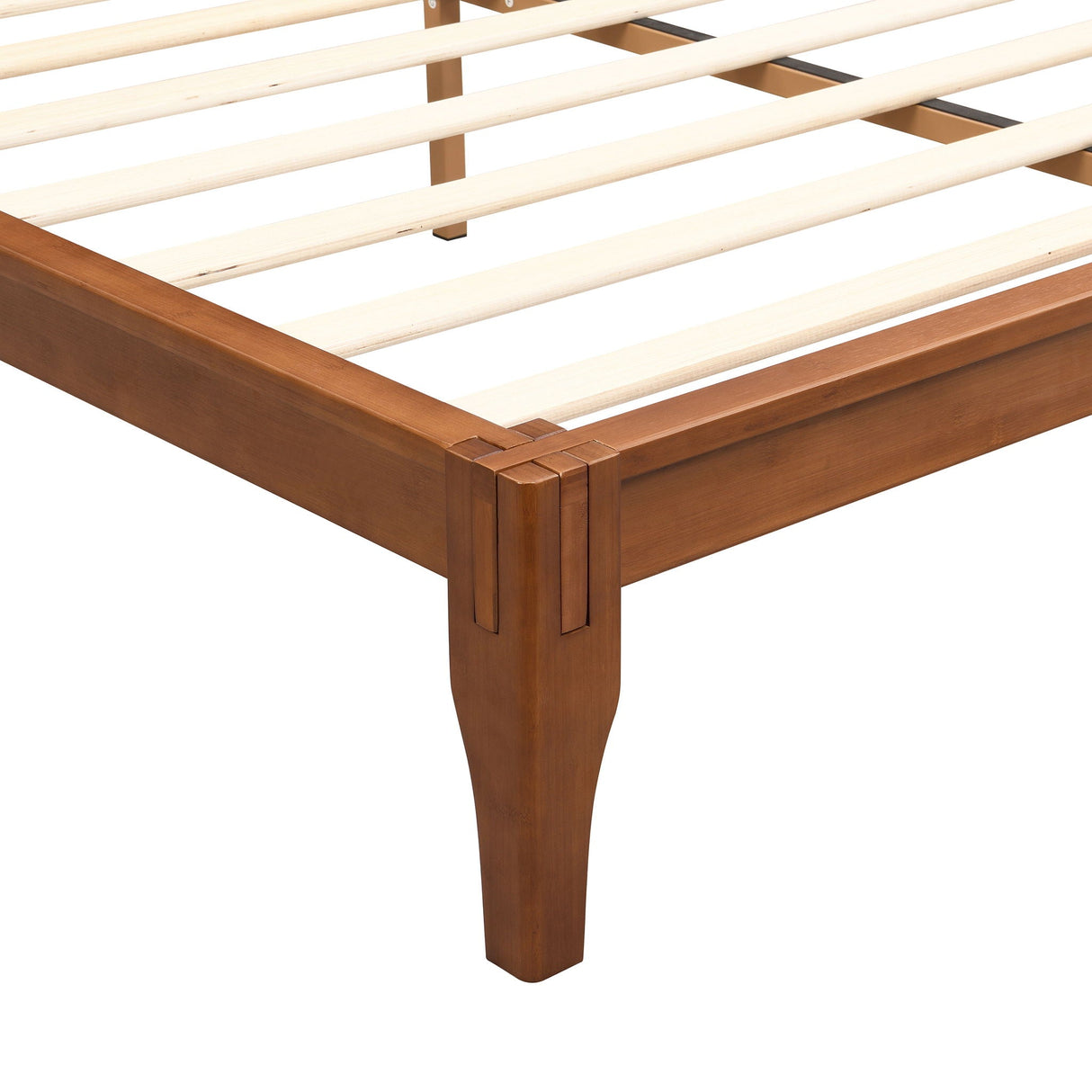 Mid-Century Modern Bamboo Platform Bed With Slat Support, No Box Spring Needed