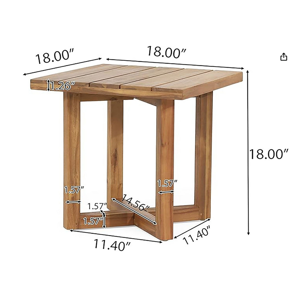 Ella Square Side Table With Cross Stretcher Base