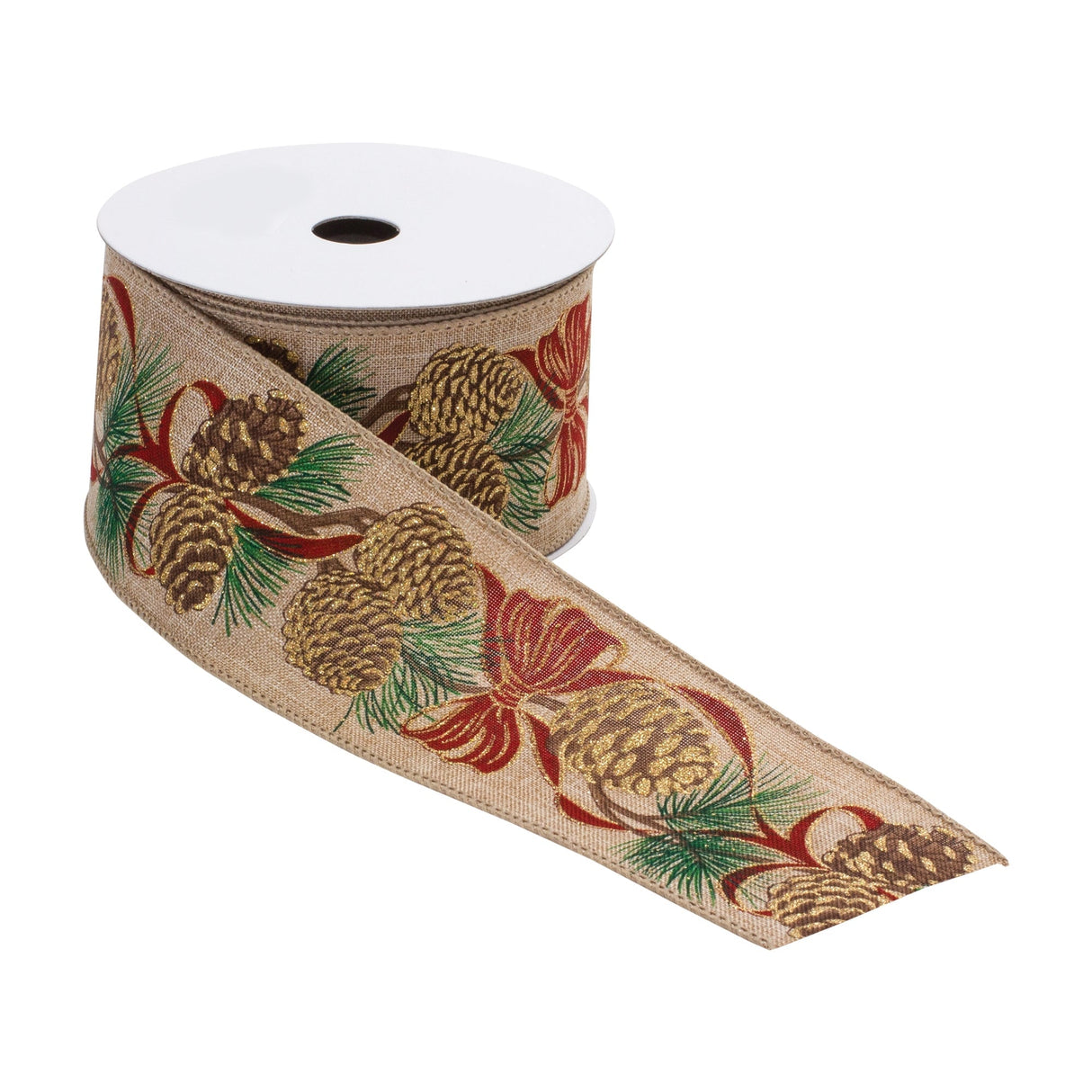 Pinecone Wired Ribbon (Set of 2)