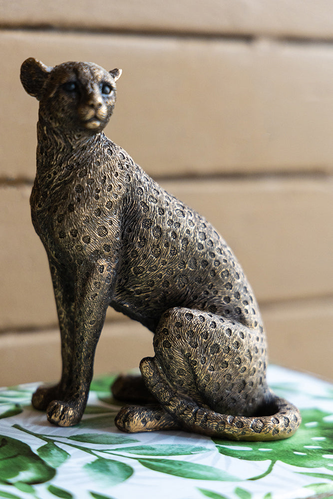 Copper Panther Animal Statue Decor