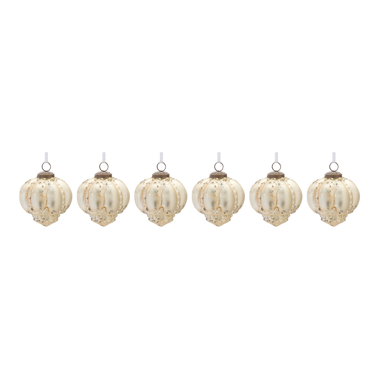 Distressed Gold Glass Ornament (Set of 6)