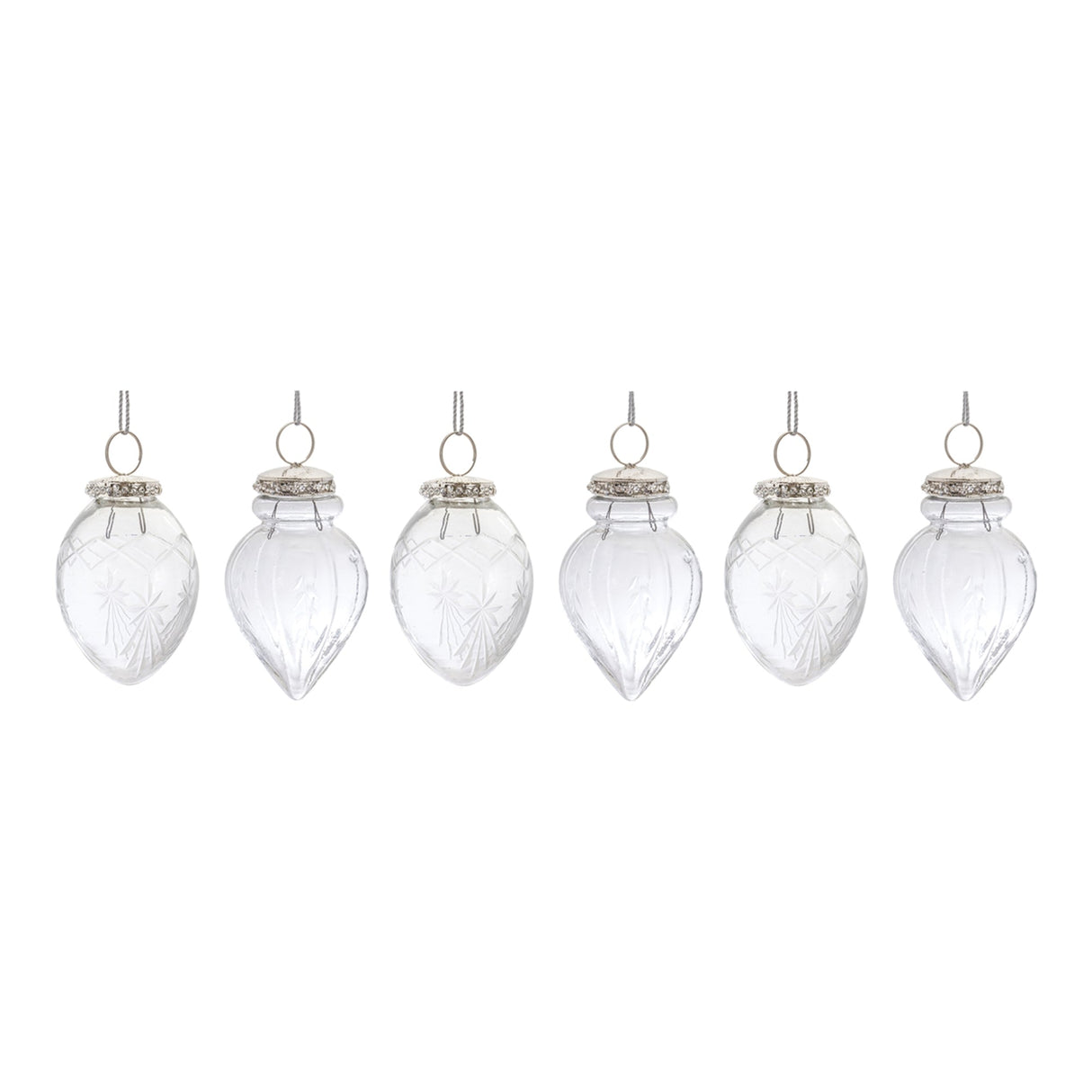 Etched Glass Teardrop Ornament (Set of 6)