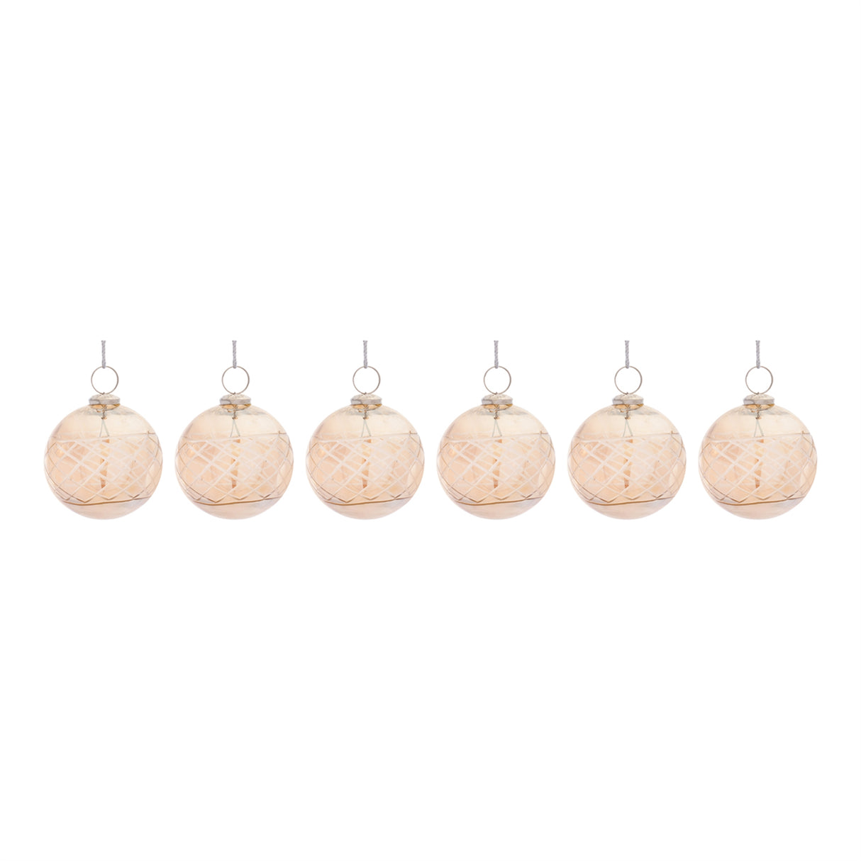 Etched Glass Ball Ornament (Set of 6)
