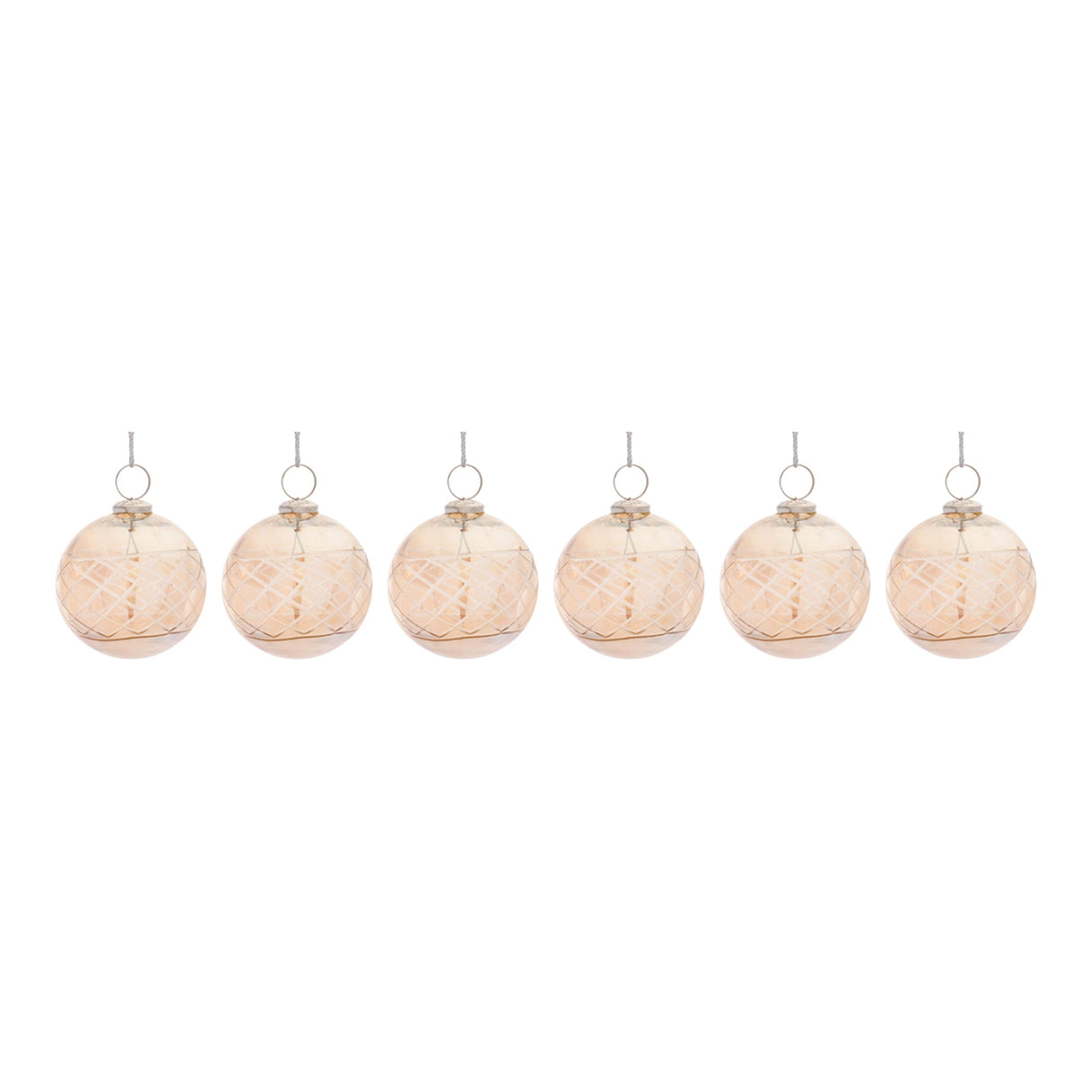 Etched Glass Ball Ornament (Set of 6)