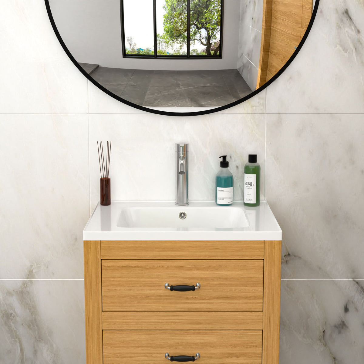 Rectangular Single Vanity Top With 1 Faucet Hole And Overflow Ceramic