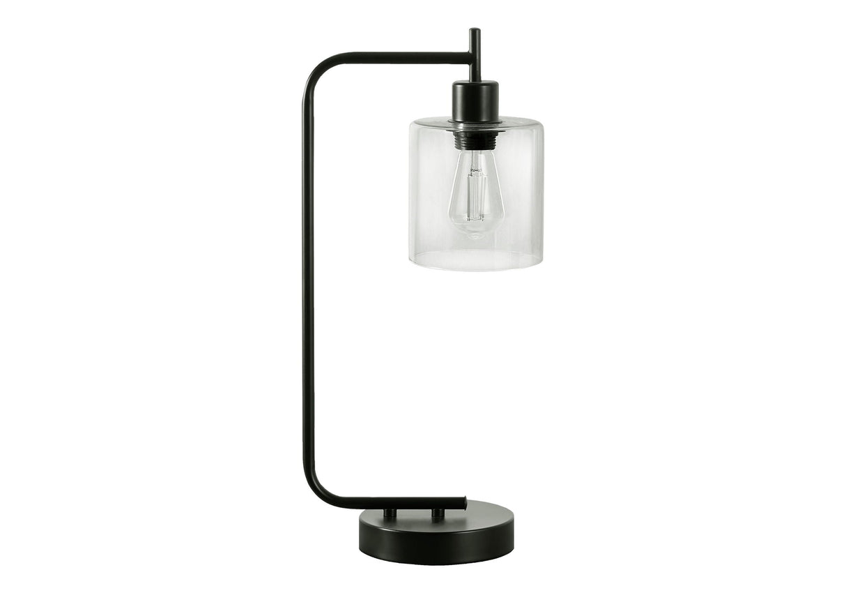 Lighting Table Lamp with USB Port and Glass Shade - Modern Black