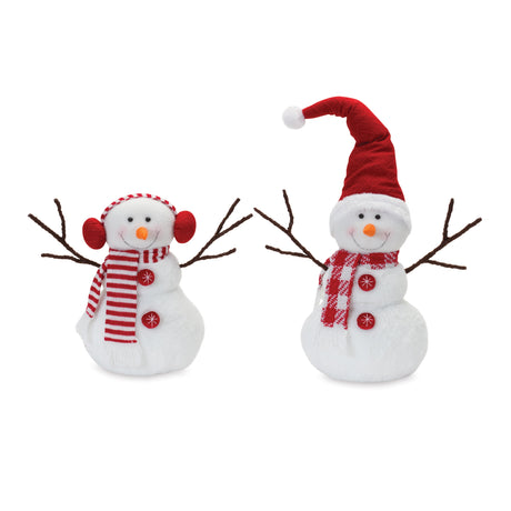Plush-Snowman-with-Hat-and-Scarf-(Set-of-2)-Christmas-Decor