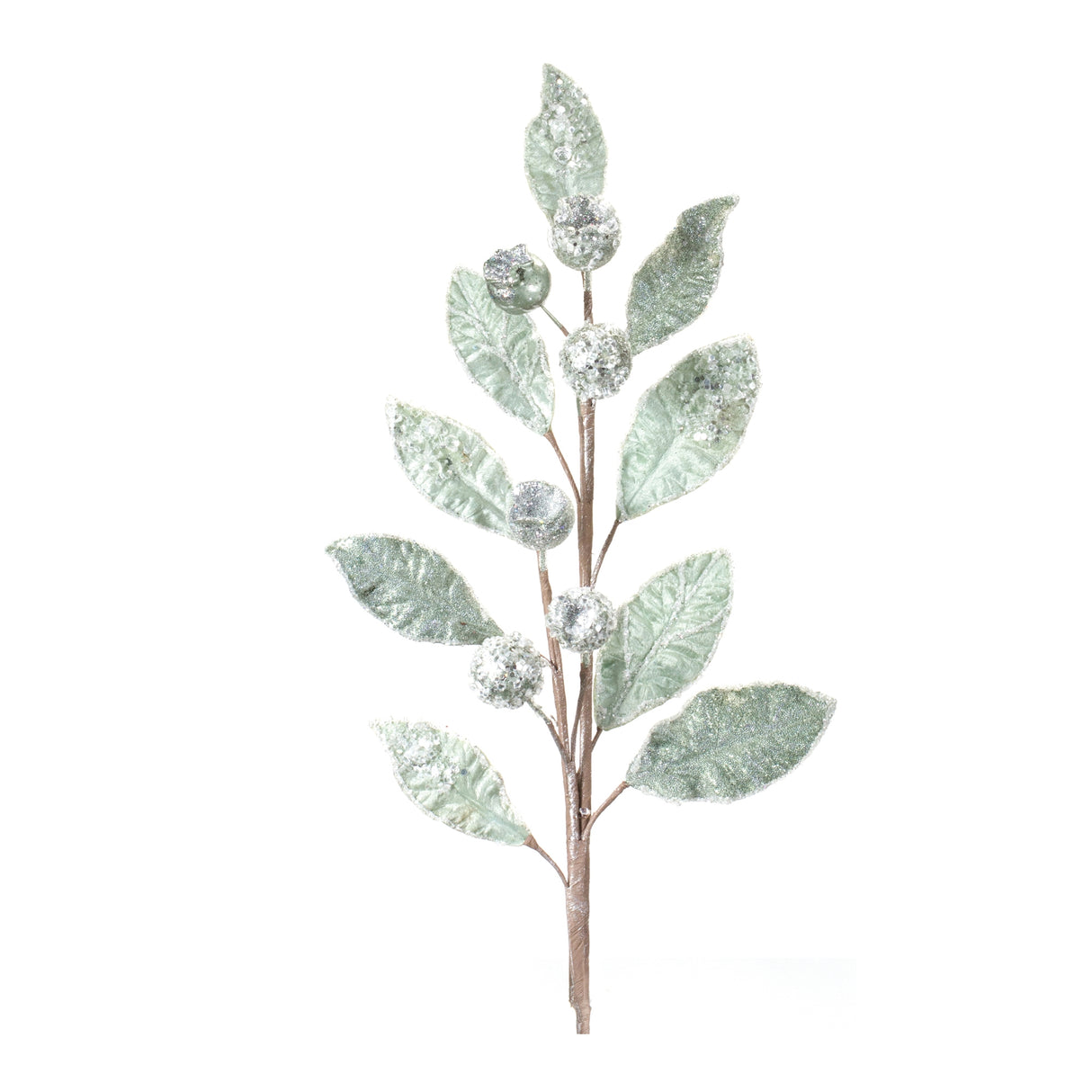 Glittered-Pod-Leaf-Spray-(Set-of-2)-Christmas-Decor