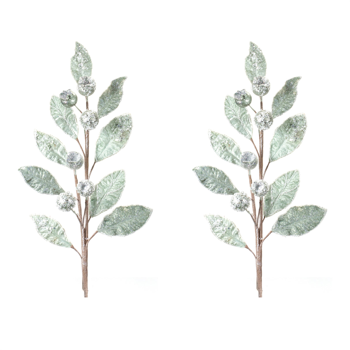 Glittered Pod Leaf Spray (Set of 2)
