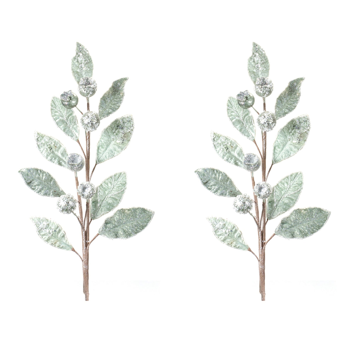 Glittered Pod Leaf Spray (Set of 2)