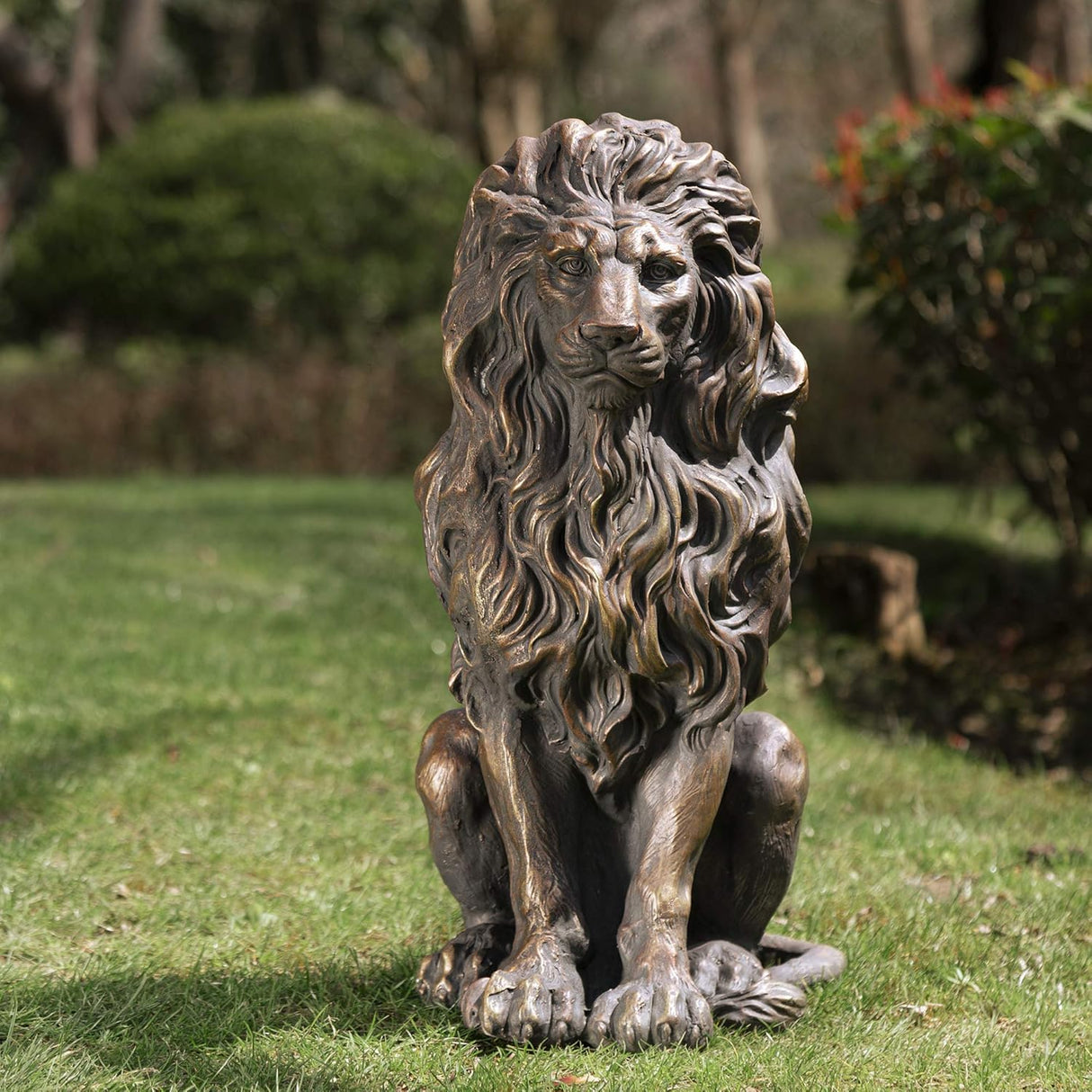 20.5" Lion Statue - Resin Outdoor Guardian Sculpture