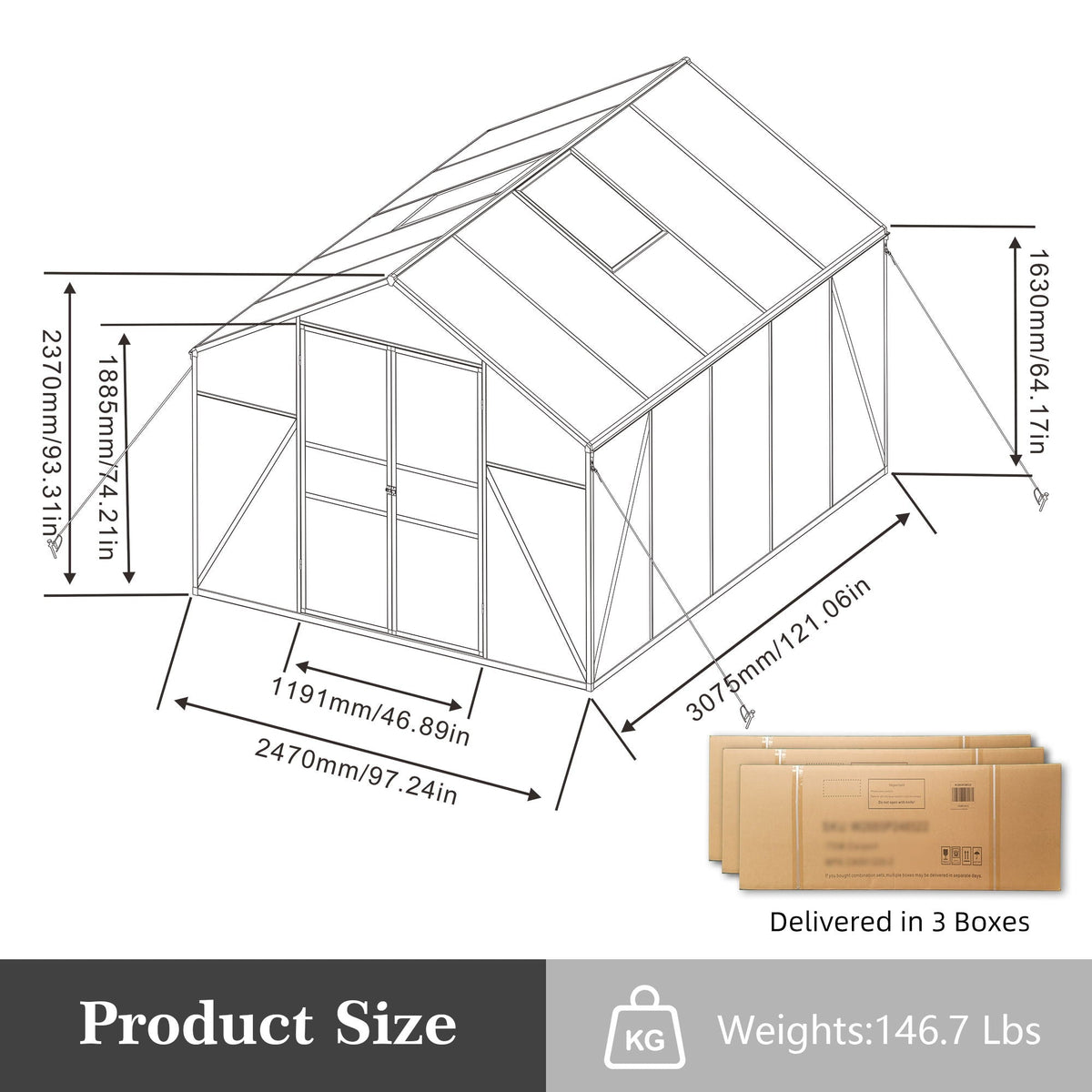 Windproof All Season Garden Shelter Greenhouse with Reinforced Frame - Black