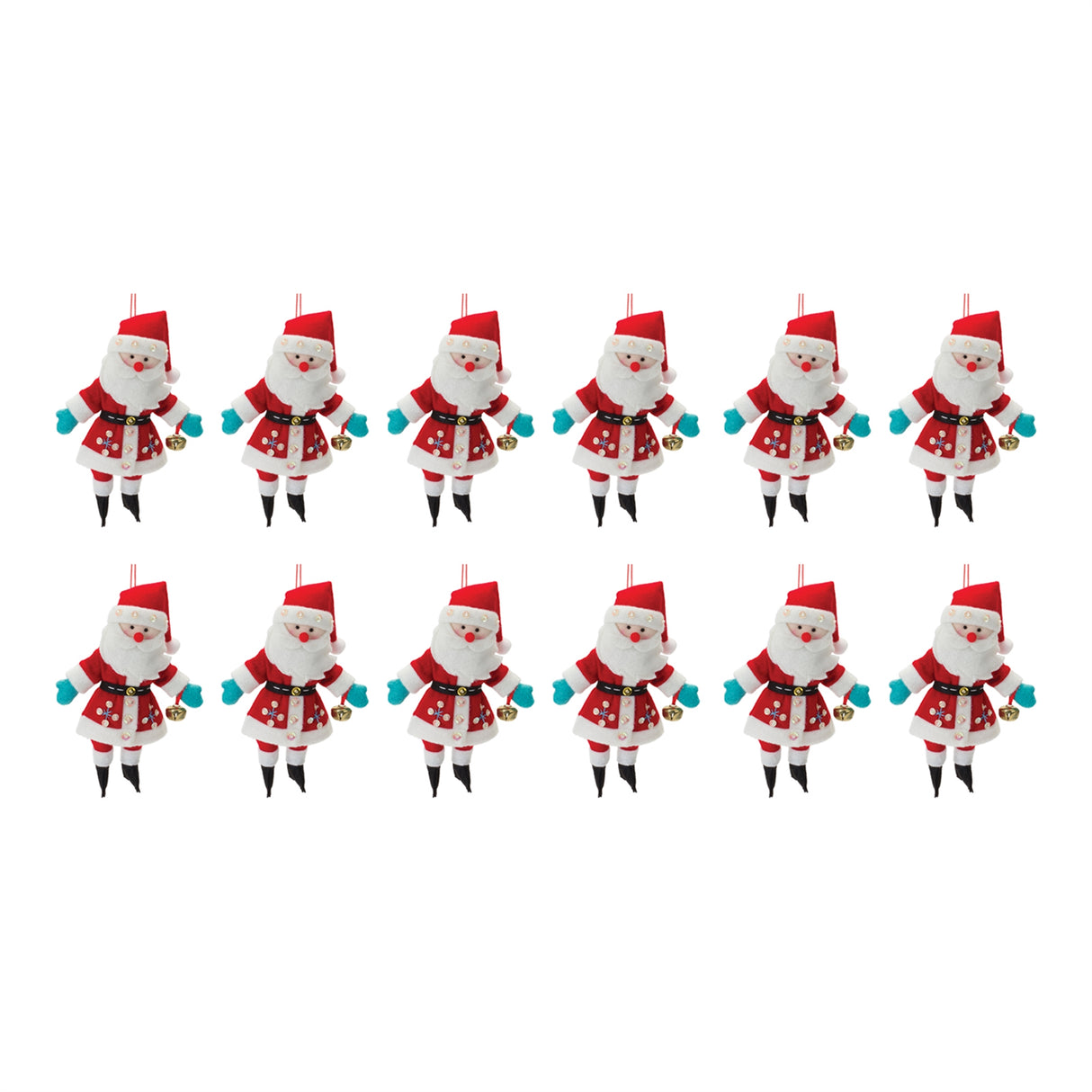 Plush Santa Ornament (Set of 12)