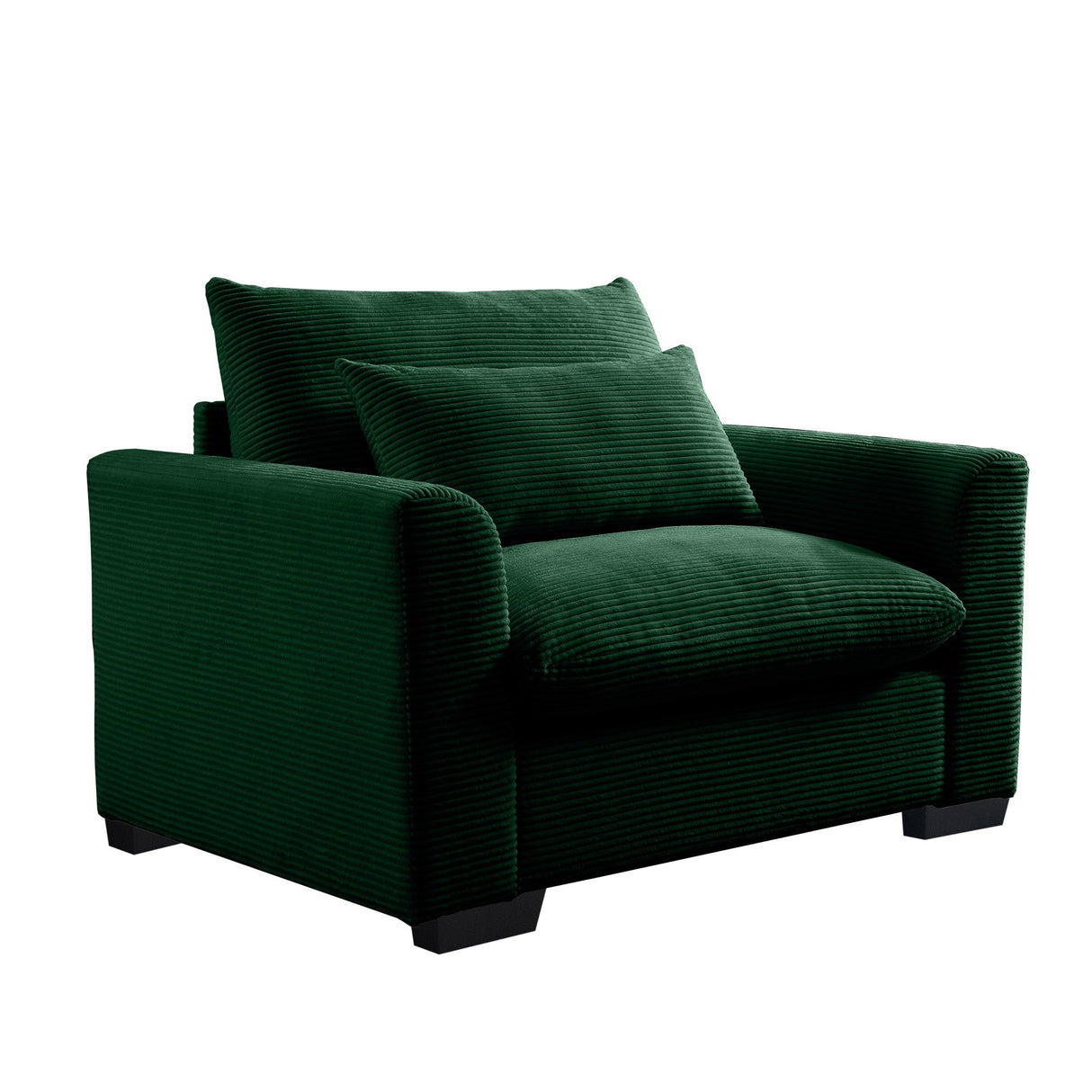 Green Corduroy Deep Seat Single Sofa Accent Chair