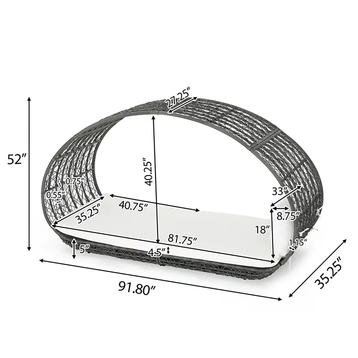 Abigal - Outdoor Wicker Daybed With Cushion